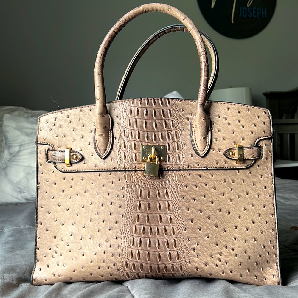 Cute alligator skin bag(reminded me of a Burkin bag lol)